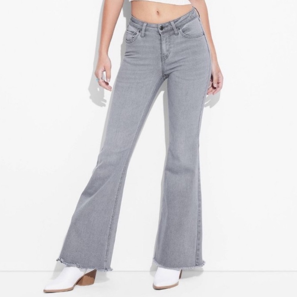 Wild Fable Gray Wash Mid Rise Flare Jeans